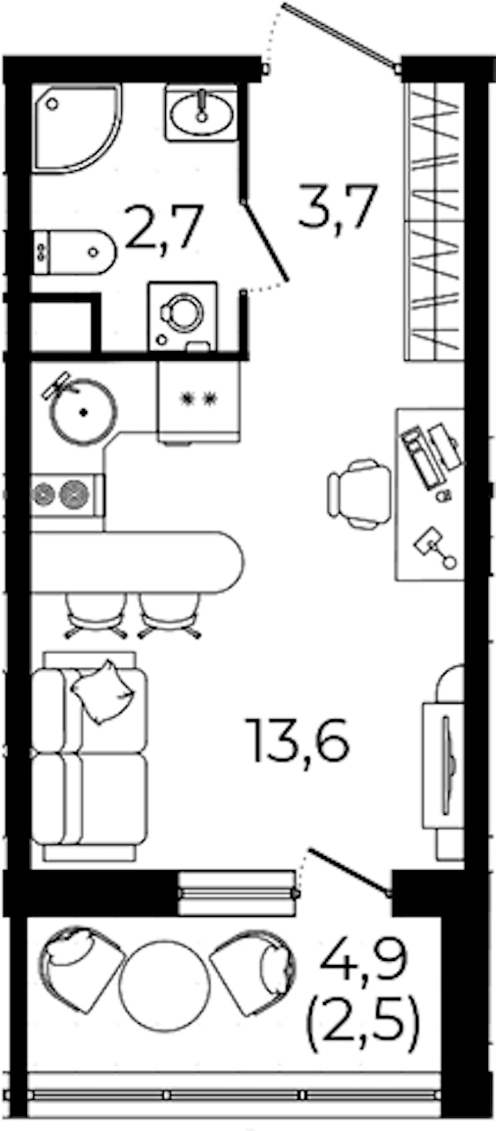 Квартира студия 22.5 м², 12/12 эт., ЖК «А101 Всеволожск»